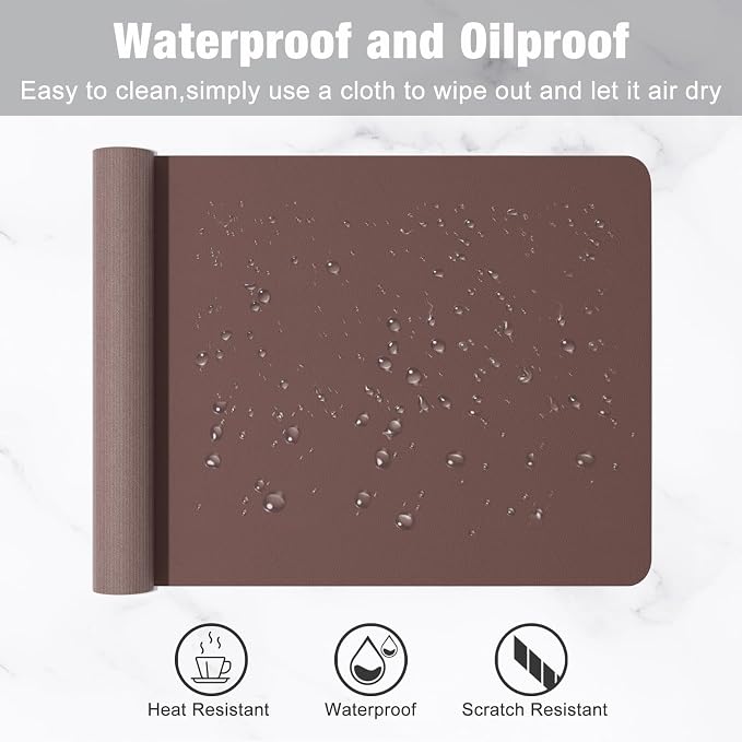 Hsurbtra Desk Pad, 23.6" x 13.8" PU Leather Desk Mat, M Extended Mouse Pad - Image 5