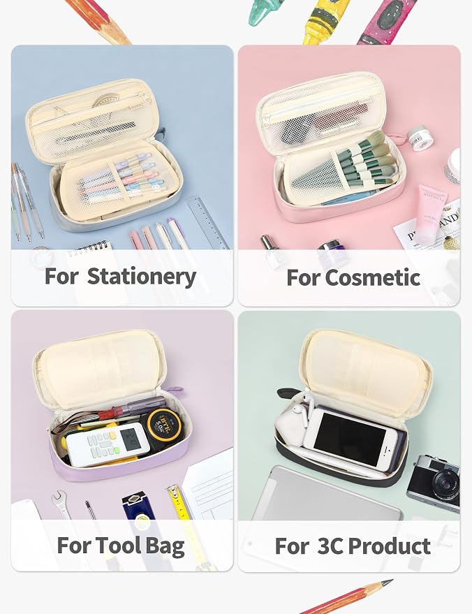 SUNEE Cute Pencil Case, Aesthetic Pen Pouch, Colored Large Pencil Bag - Image 6