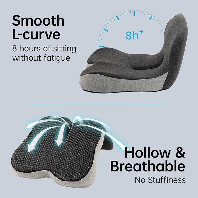 Orthopedic Seat Cushion, L-Shaped Ergonomic Memory Foam Back & Seat Support - Image 7