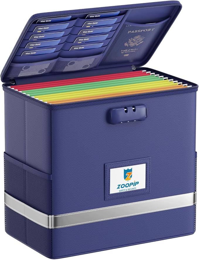 Fireproof File Box with Lock, Document Box Storage Organizer, Suitable by ZOOPIP
