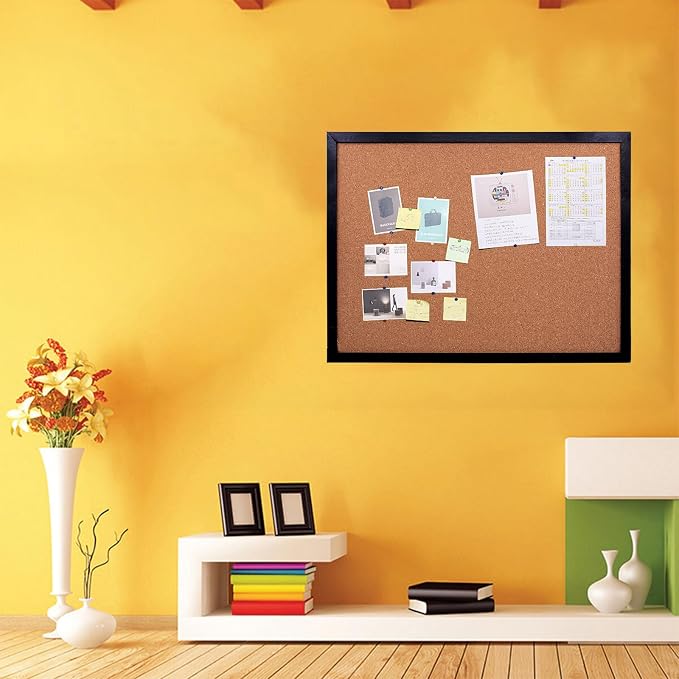 Black Cork Board Bulletin Board, 14.6"X 11" Cork Board, Oak Wood Finish Frame - Image 6