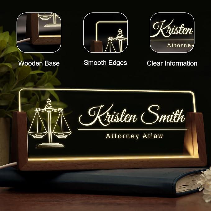 Custom Light Up Name Plate for Desk, Desk Name Plate Personalized - Image 4