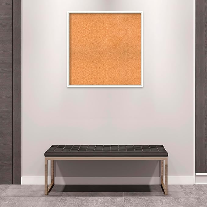 Amanti Art Natural Cork Board for Wall, 31x31 Vision Board with White Frame, Large Corkboard Office Decor for Home Organization, Modern Corkboard Pinboard to Display Items for Home Organization in-DeskLoop Office