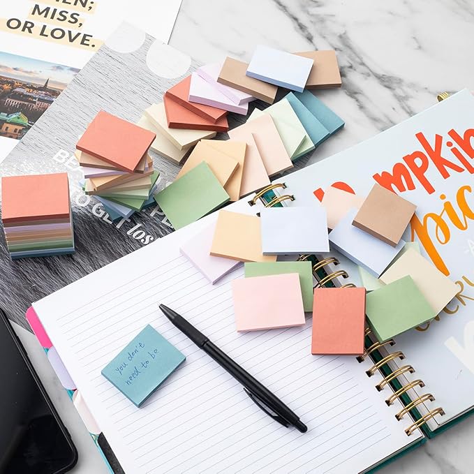 (50 Pads) Sticky Notes 1.5x2, Vintage Colors, 10 Colors Self Sticky Notes, Sticky Pads, Recyclable, Self-Stick Pads, Easy to Stick for Home, Office, Notebook-DeskLoop Office