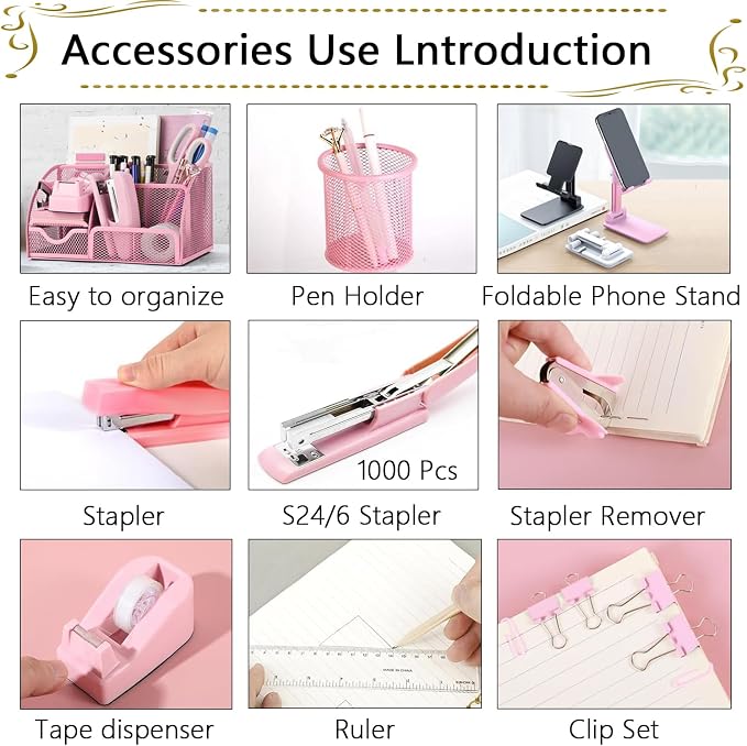 Office Supplies, Desk Accessories, Stapler and Tape Dispenser Set, 1000 Staples - Image 3