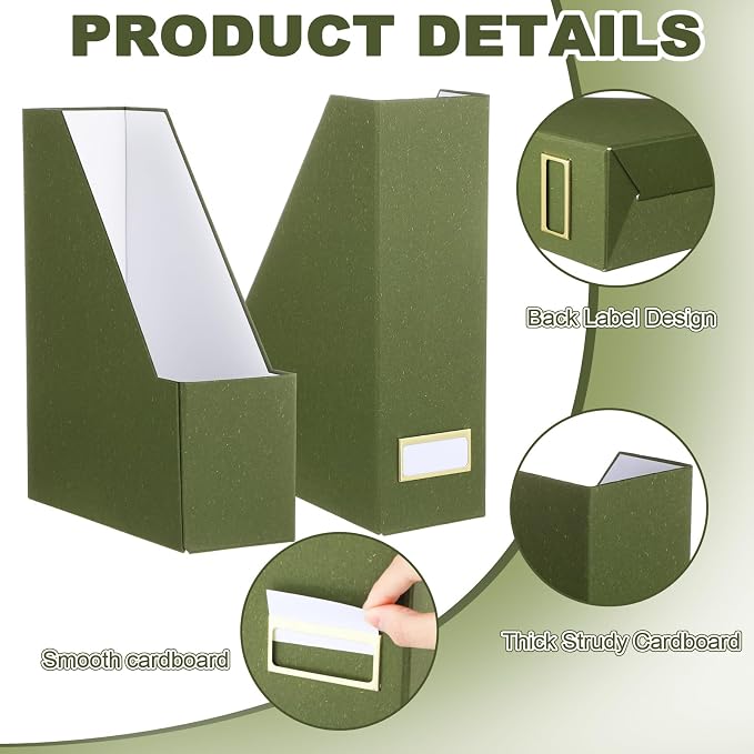 Gueevin Set of 6 Magazine File Holders, Sturdy Cardboard Desk Magazine Organizer - Image 3