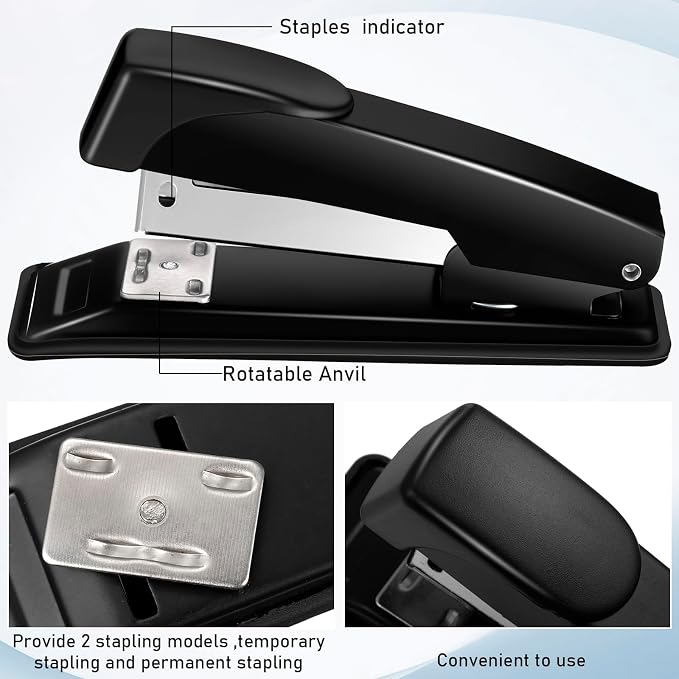 Thenshop 6 Pcs Desk Staplers Tape Dispensers Sets Black Staplers - Image 4