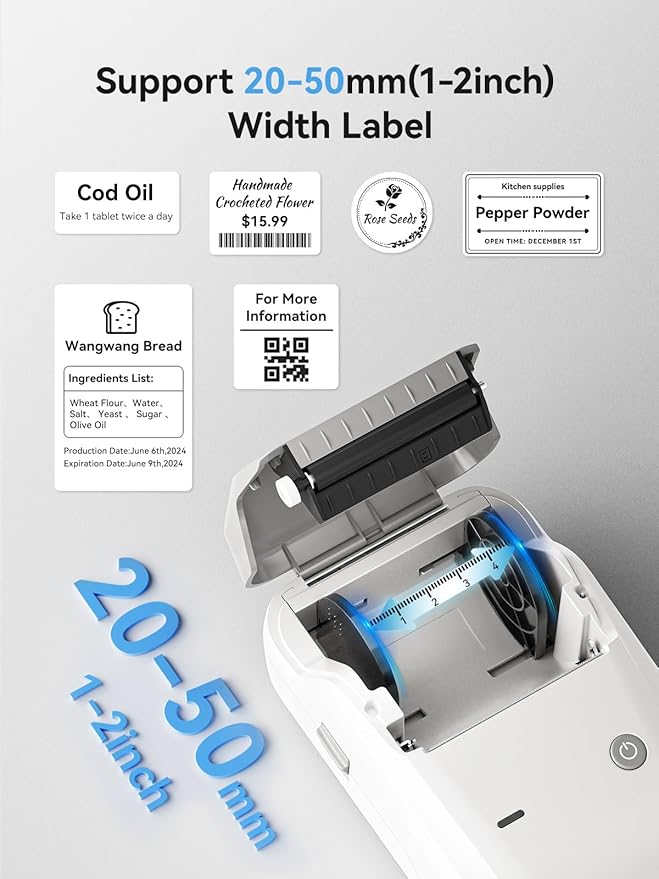 NIIMBOT B1 Bluetooth Label Maker Machine with Tape, Easy to Use, Large Waterproof Label, 2 Inch Portable Thermal Label Printer with Multiple Templates for Kitchen,Home, School, Small Business,Grey-DeskLoop Office