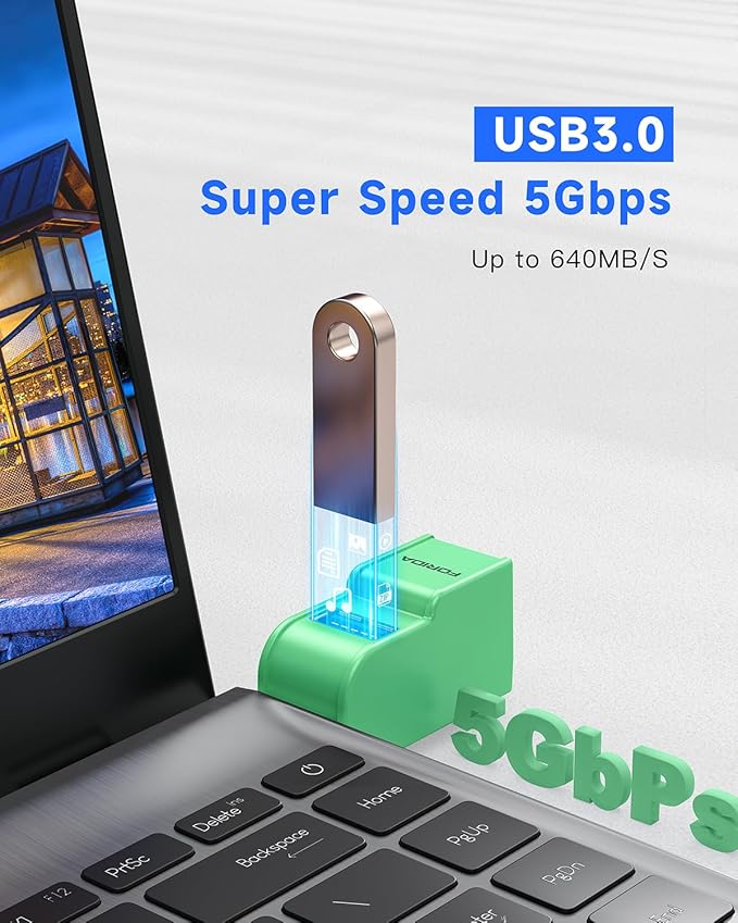 FORIDA 3 Ports USB 3.0 Adapter, USB Hub with 1 USB 3.0 and 2 USB 2.0 Ports, Portable USB Port Splitter for Keyboard, Mobile Hard Disk, U Disk, Camera, Mouse, etc (Green)-DeskLoop Office