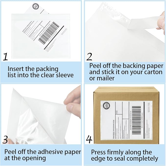 110 Pcs 7.5"x 5.5" Shipping Label Sleeves, Adhesive Clear Packing Slip Pouches - Image 5