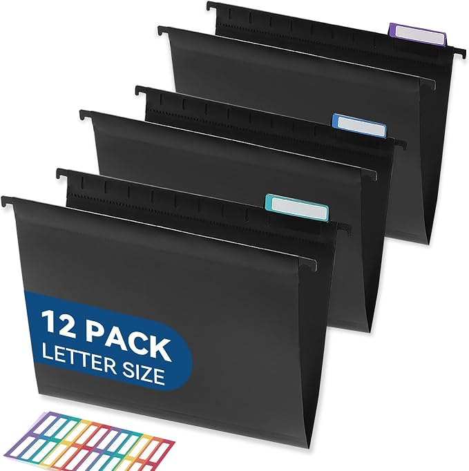 SortRax Plastic Hanging File Folders, Sturdy & Tear-Resistant, Letter Size by SortRax