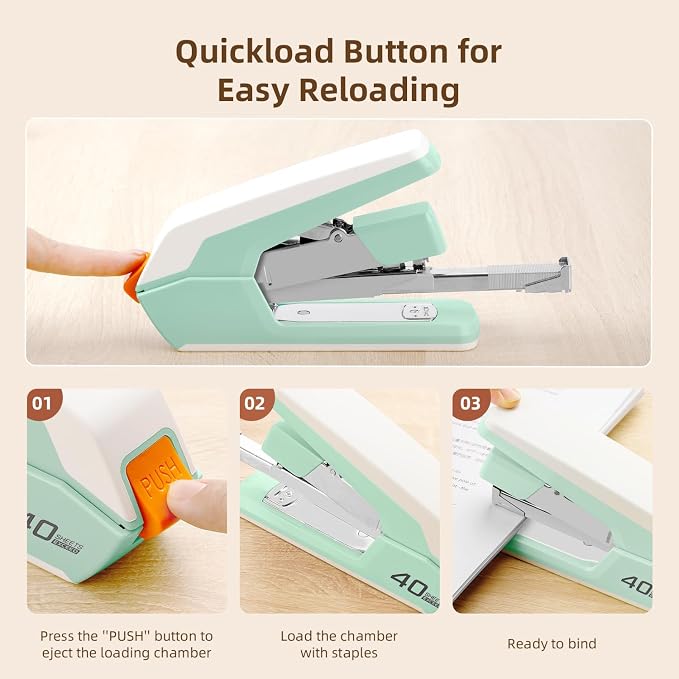Deli Effortless Desktop Stapler, Heavy Duty Stapler, 40-50 Sheet Capacity - Image 6