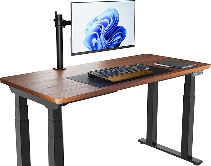 Amazon Basics Single Computer Monitor Stand with Tilt and Rotation, Height Adjustable VESA Desk Arm Mount, Steel, 30 inches, Black-DeskLoop Office