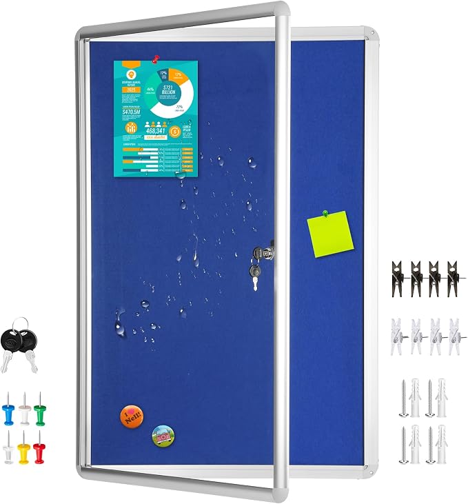 Magula 24"x18" Enclosed Bulletin Board Tamper-Proof Dispaly Case, Shatter by Magula