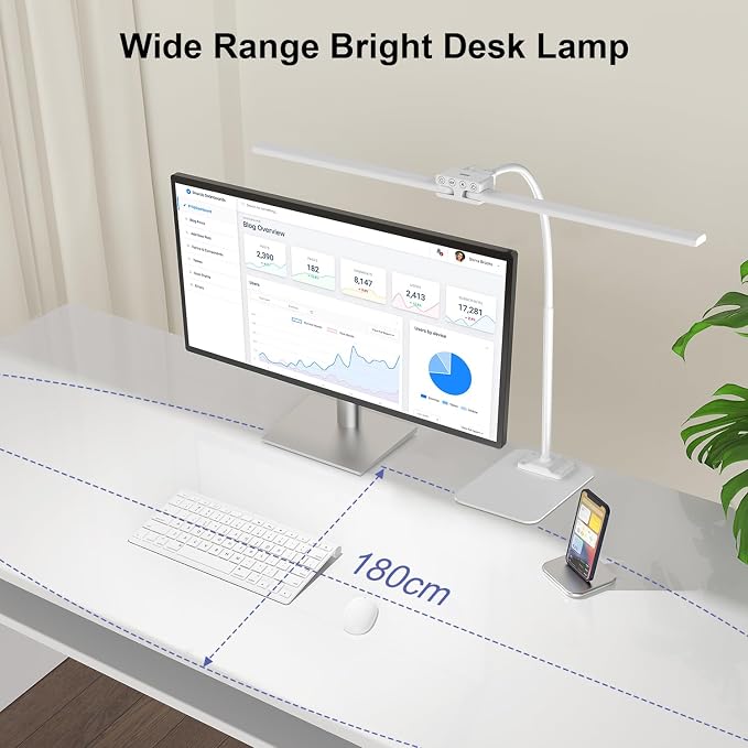24W Led Desk Lamps with Base for Office Home, 31.5-in Double Head, Dimmable 4 - Image 4