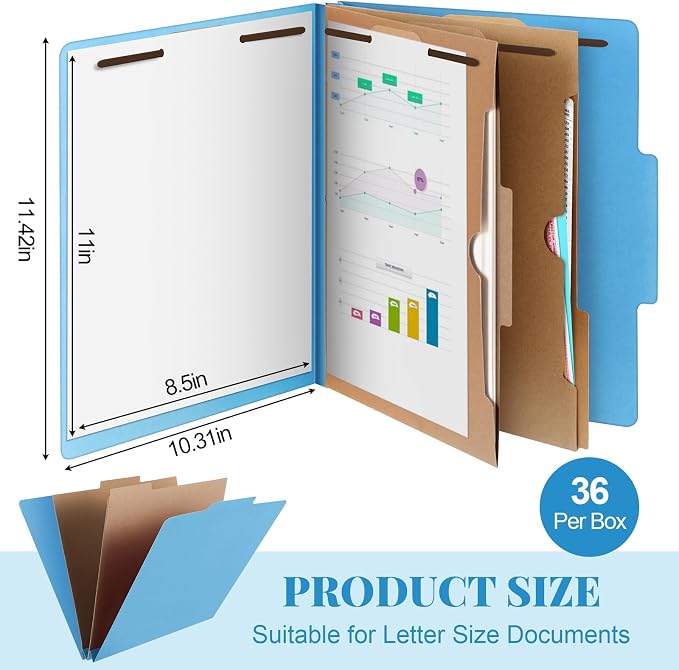 Skyygemm 36 Pcs Classification Folders Letter Size, 2 Pocket Dividers - Image 2