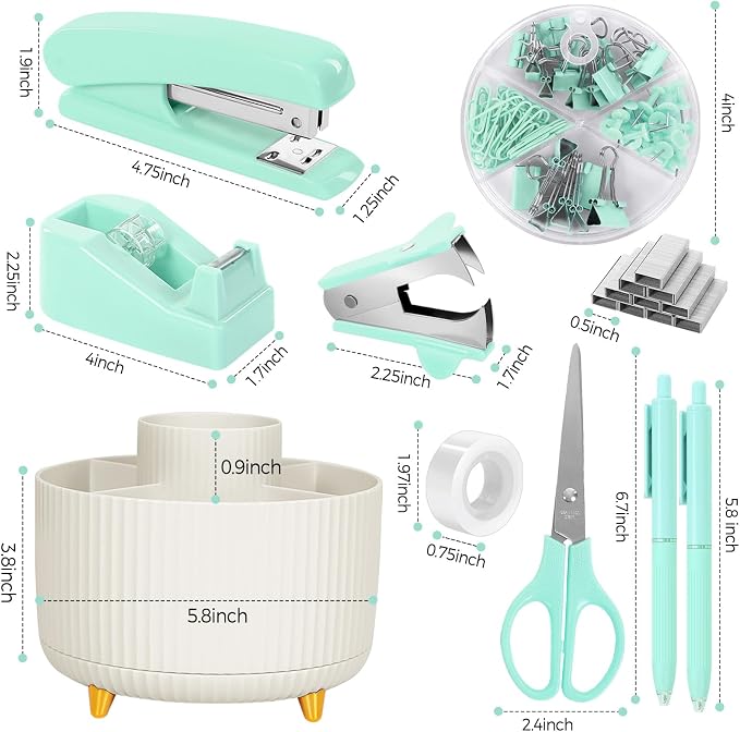 SKYDUE Teal Office Supplies Set, Office Desk Accessories 10Pcs, Pencil Holder - Image 7