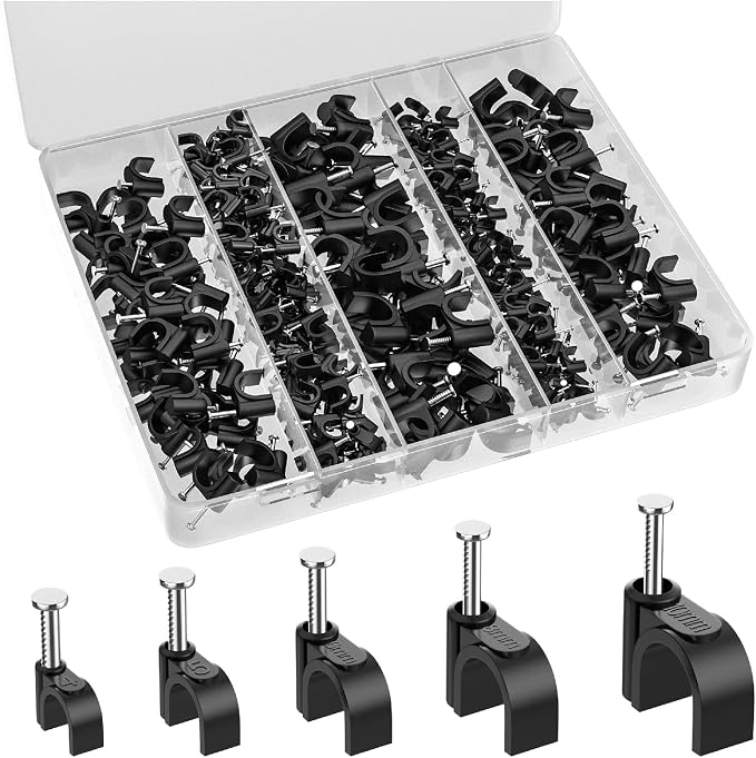 Bates- Cable Clips with Steel Nails, 4mm 5mm 6mm 8mm 10mm, Cord Clips by BatesChoice