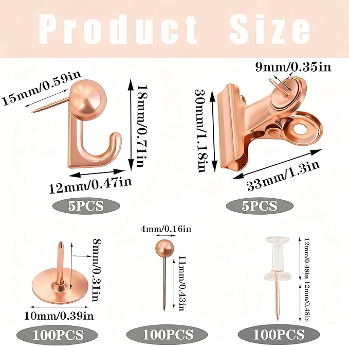 310 Piece Rose Gold Push Pin Set - Image 2