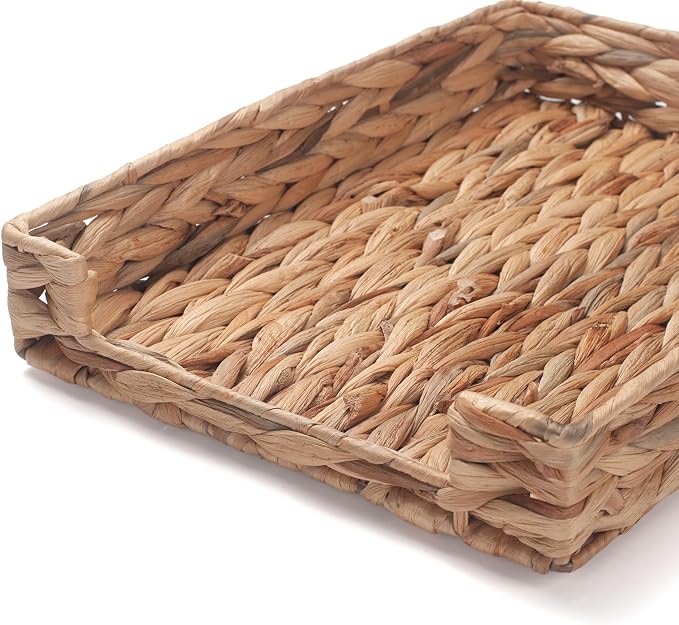 Water Hyacinth Letter Tray for A4 File Document Magazine Storage Basket Desk - Image 3
