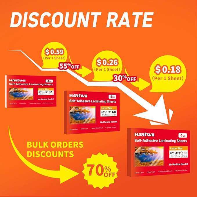 Self Adhesive Laminating Sheets,4Mil 8.5x11inches,Bulk Package 100Sheets Self Sealing Laminating Sheets, Self Adhesive Contact Paper,Clear Laminate Sheets for Stickers,No Machine Needed-DeskLoop Office