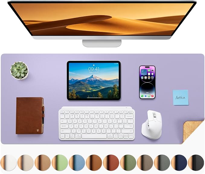 Aothia Dual-Sided Desk Mat, FSC Cork & PU Leather Desk Pad, Large Mouse Pad & by AothiaSimpleNaturalUnique