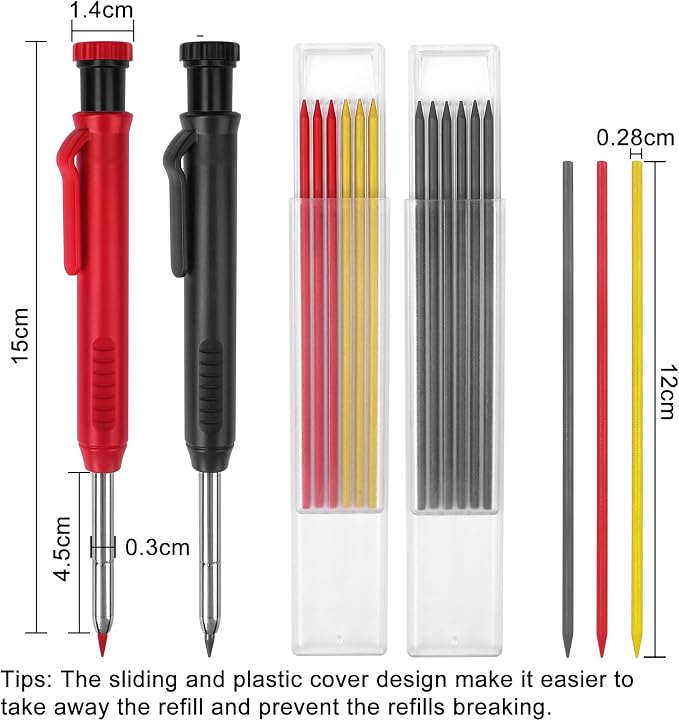 MECHEER 4 Pack Carpenter Pencils Mechanical Pencils - Image 2