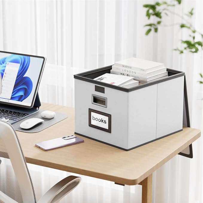 Portable Leather File Organizer Boxes - Image 2
