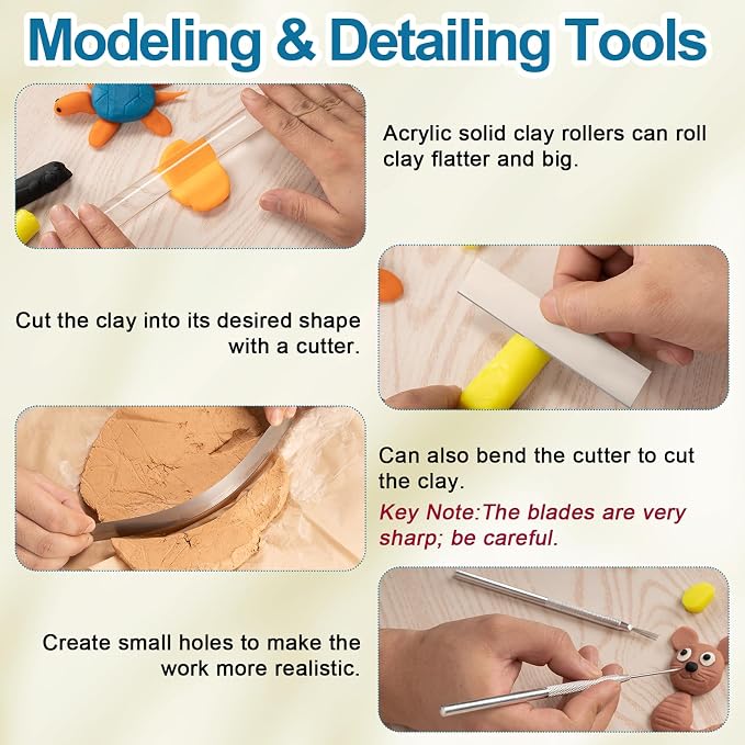 Amrules Clay Tools Kit, Rectangle Shape Acrylic Press Board and Roller Pin - Image 6