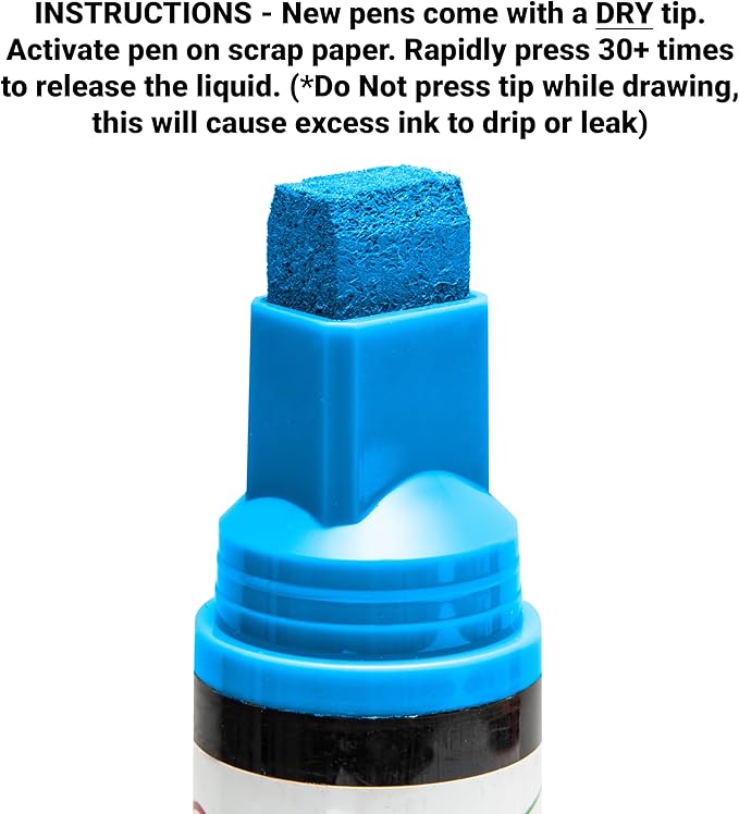 Glass Pen Window Marker: Liquid Chalk Pens for Glass, Whiteboard Markers with Washable Paint - Graduation, Car Windows, Mirror Pen, Storefront, Wedding, Parade, Party & Holiday (Blue, Jumbo Tip)-DeskLoop Office