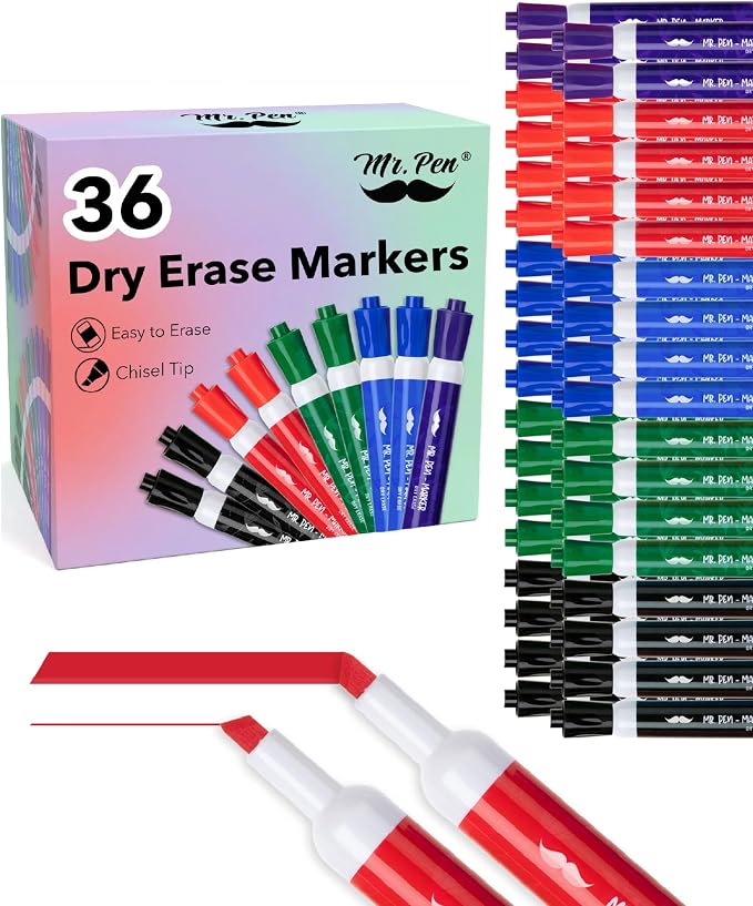Mr. Pen- Dry Erase Markers, 36 Pack, Low Odor Ink | Chisel Tip, Bulk White by MrPen