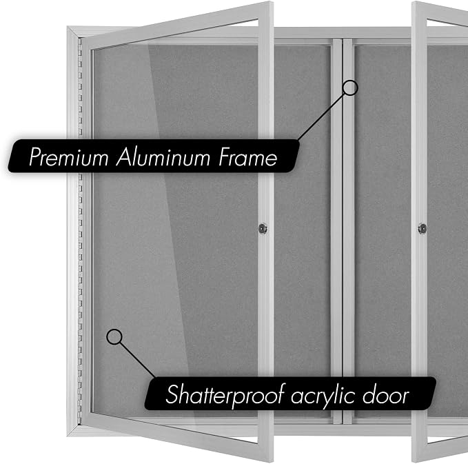 INNOVART Enclosed Bulletin Board 48” x 36”, Lockable Fabric Noticeboard - Image 3