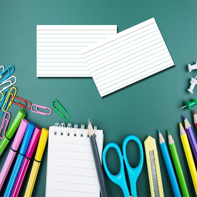 White Index Cards 5x7 Ruled, Lined Index Cards, Study Cards, Flashcards - Image 7