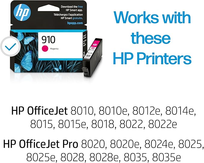 HP 910 Magenta Ink Cartridge | Works with HP OfficeJet 8010, 8020 Series, HP OfficeJet Pro 8020, 8030 Series | Eligible for Instant Ink | 3YL59AN-DeskLoop Office