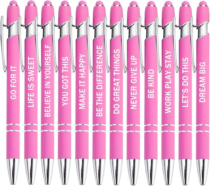PASISIBICK 12 Pieces Pink Inspirational Motivational Quotes Snarky Screen Touch - Image 6