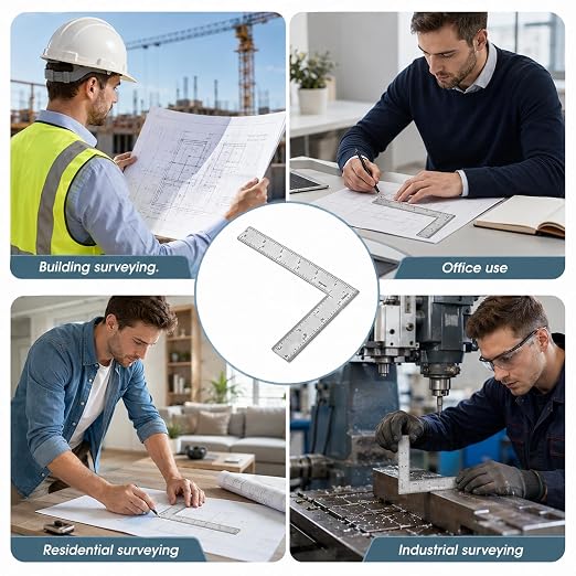 4 Inch by 6 Inch Framing Square Rulers, Stainless Steel L Shaped Ruler - Image 5
