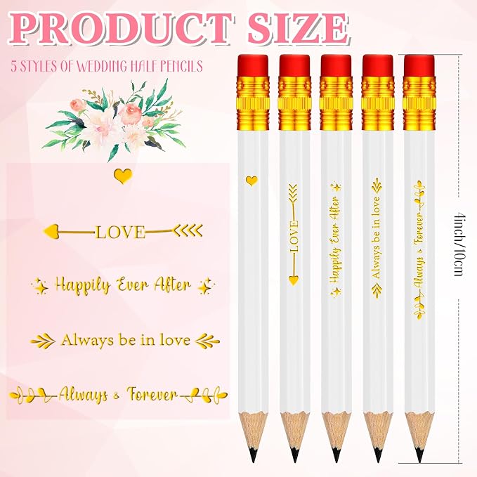 Crtiin 50 Pcs Bridal Shower Games Pencils Pre Sharpened Wedding Half Golf - Image 2