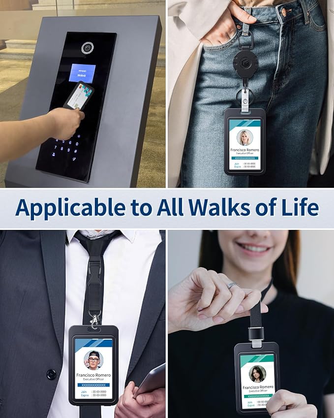 Uniclife ID Badge Holder with Double-Sided Windows Vertical Hard Plastic Case - Image 6