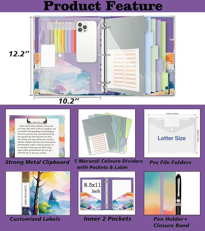 3 Ring 1 Inch Binder Organizer, BVSSX Three Ring Binders - Image 3