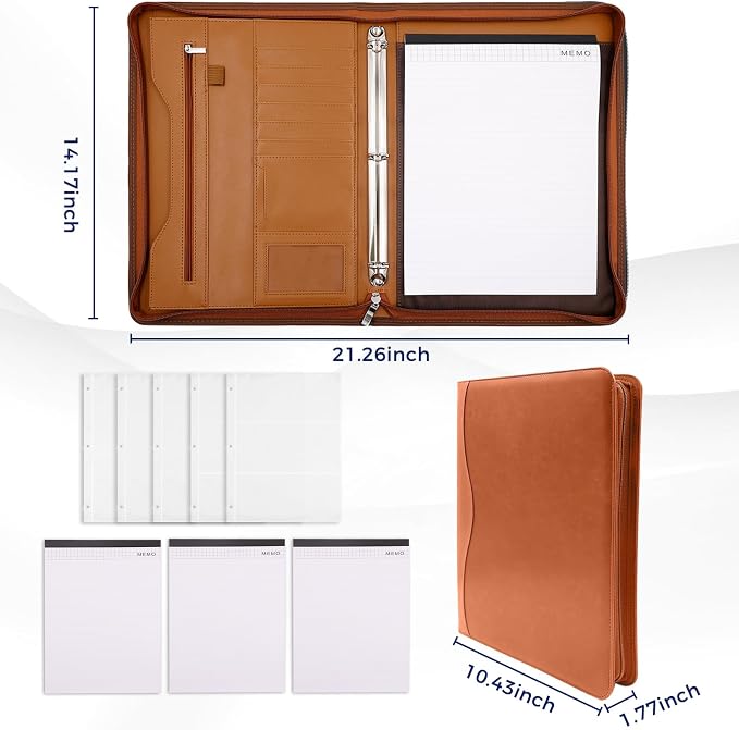 Padfolio Portfolio Folder Binder-Organizer Planner Notebook Zippered Portfolio - Image 5