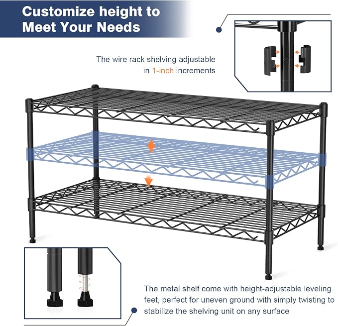 VANZBON 2-Tier Wire Shelving Unit, Wire Shelves Rack - Image 7