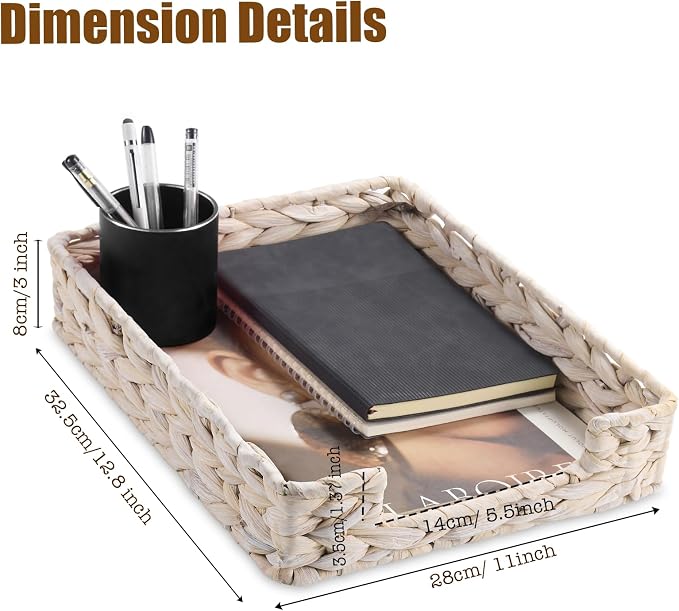 PINXIURY Water Hyacinth Letter Tray - Image 2