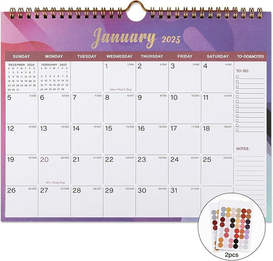 Lbylyhxc 2025-2026 Calendar - 18 Monthly Wall Calendar 2025-2026 from January 2025 to June 2026, 11 x 8.5 Inches.Thick Paper with Julian Dates and Block for New Year and Christmas Presents (2025-2026 wall calendar geometric)
