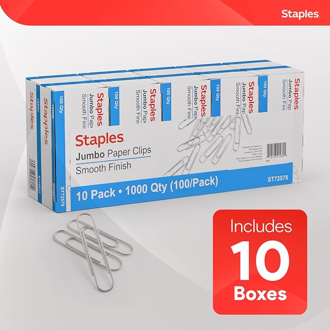 Staples Jumbo Paper Clips, 000 Pack – Large Steel Clips - Image 4
