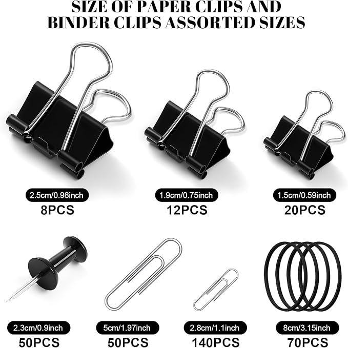 350 Pcs Paper Clips Assorted Sizes, Paperclips and Binderclips Office Supplies - Image 2