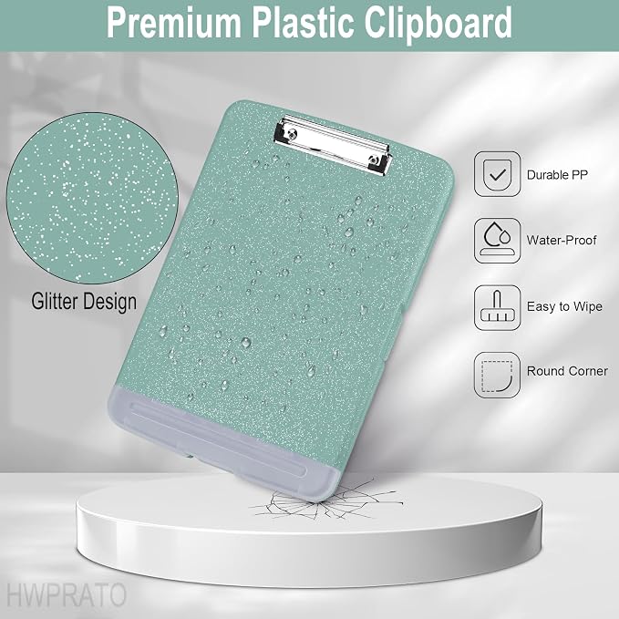 HWPRATO Glitter Clipboard with Storage, Clip Boards 8.5x11 with Pen Holder - Image 7