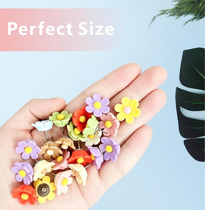 50 Pcs Cute Decorative Flower Push Pins - Image 4