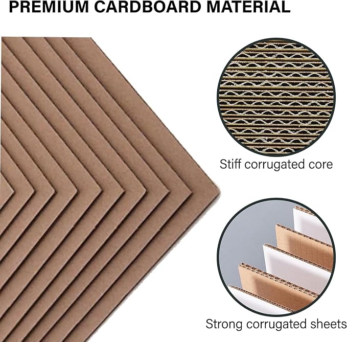 50 Packs 8x10 Inch Cardboard Sheets, Durable White Corrugated Cardboard Divider - Image 3