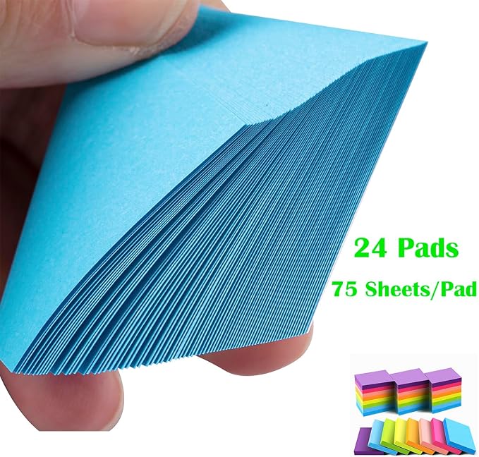 Mini Sticky Notes 1.5x2 Inches, Bright Colors Self-Stick Pads, 24 Pack - Image 3