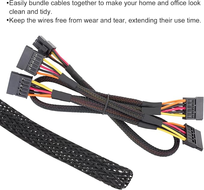 10ft PET Expandable Wire Loom 1/4 Inch, PET Braided Wire Sleeving Cable - Image 4